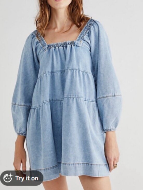 Free People Dresses & Skirts - Light Blue Denim Babydoll Dress